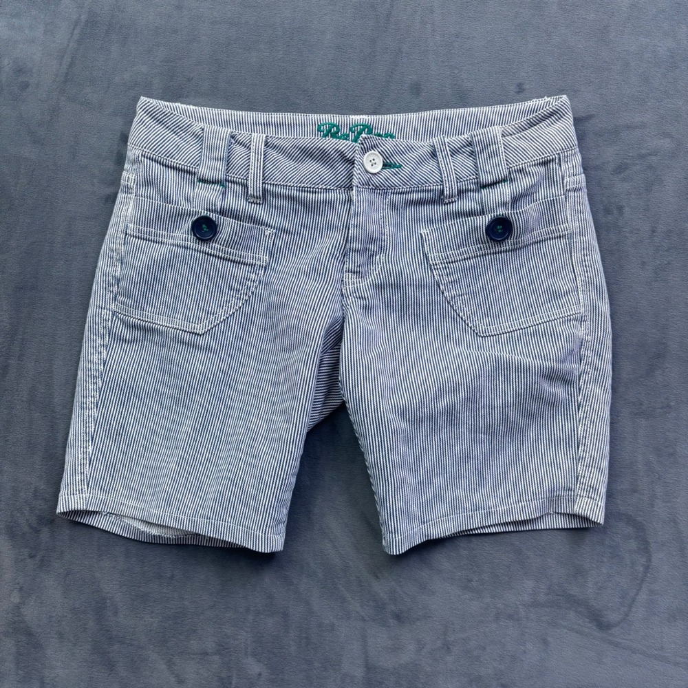 BeBop Hickory Stripe Railroad Utility Shorts Blue White Size 3